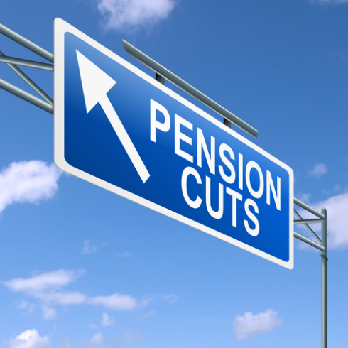 Pension cuts concept.